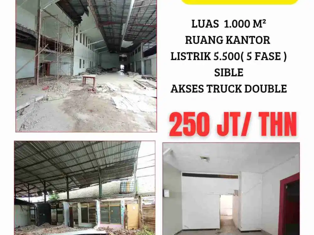 DISEWAKAN GUDANG 1000 M² GATSU