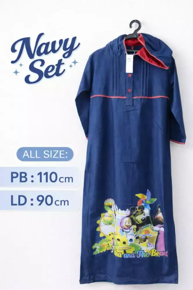 Fs Baju muslim anak dengan topi kupluk nya