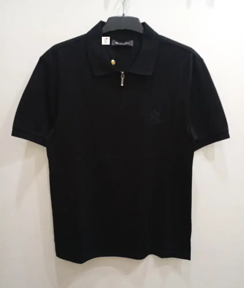 LORO PIANA POLO SHIRT BLACK ZIPPER