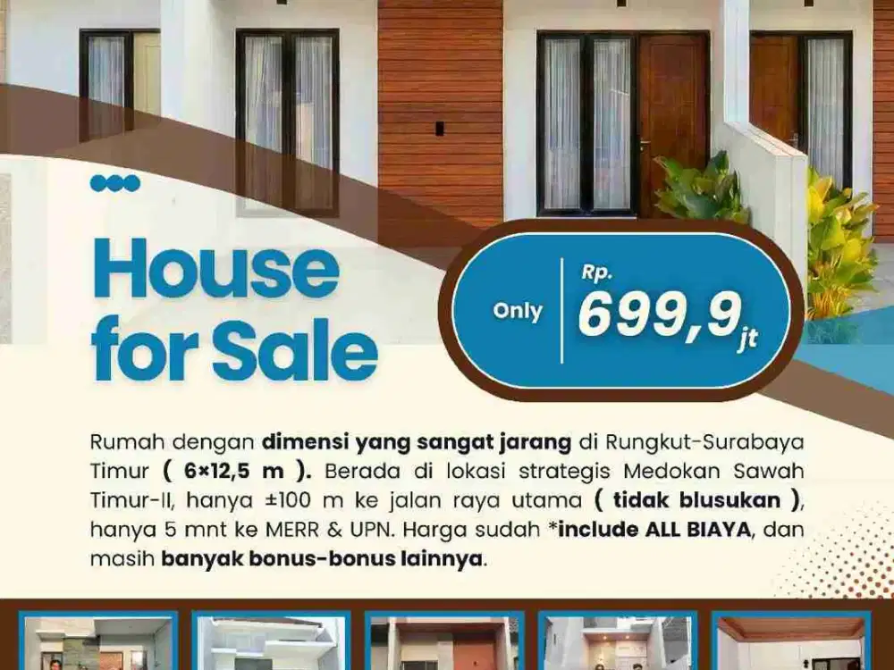 Dijual Rumah Baru di Medokan Sawah Timur II Rungkut Surabaya