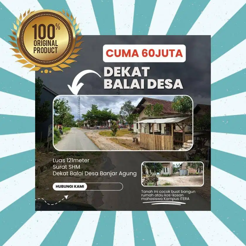 PALING DEKAT KAMPUS ITERA KORPRI! TANAH DIJUAL MURAH DIBELAKANG POM