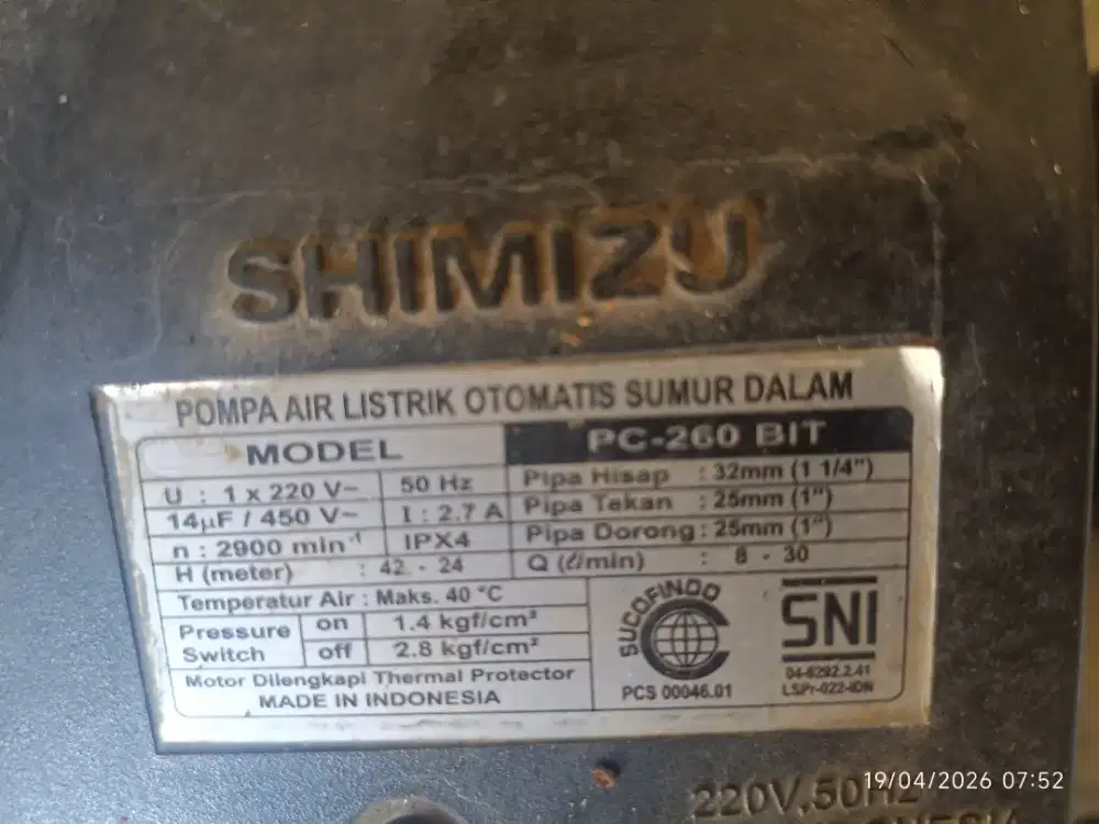 pompa air sumur dalam shimizu (jet pump)