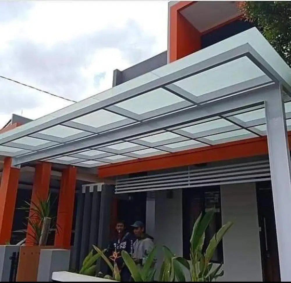 Kanopi kaca tempered minimalis