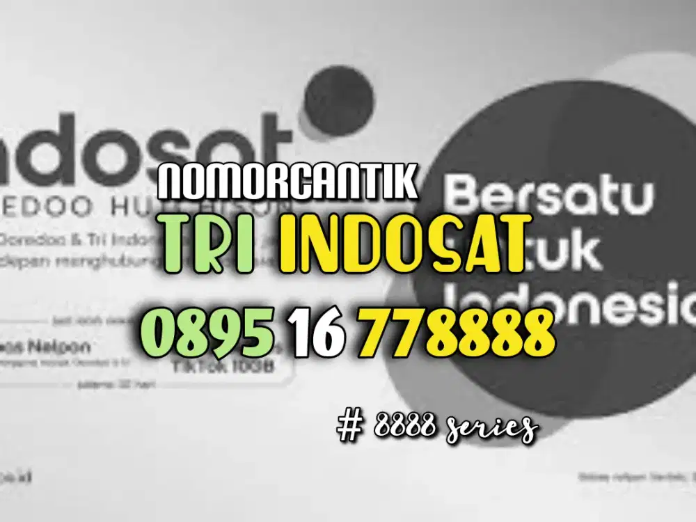 (bisa COD) Nomor CANTIK kartu TRI INDOSAT HOKI KUARTED 8888 #02