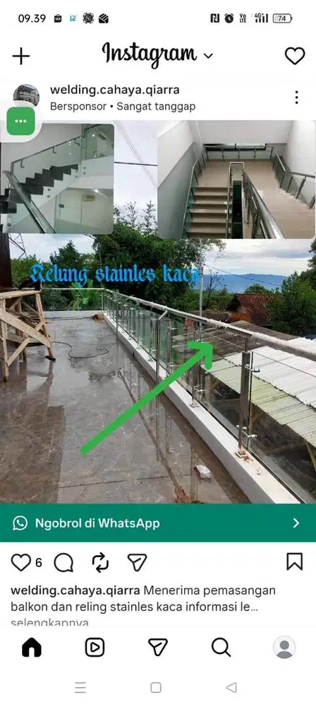 Balkon dan reling stainles kaca tempered