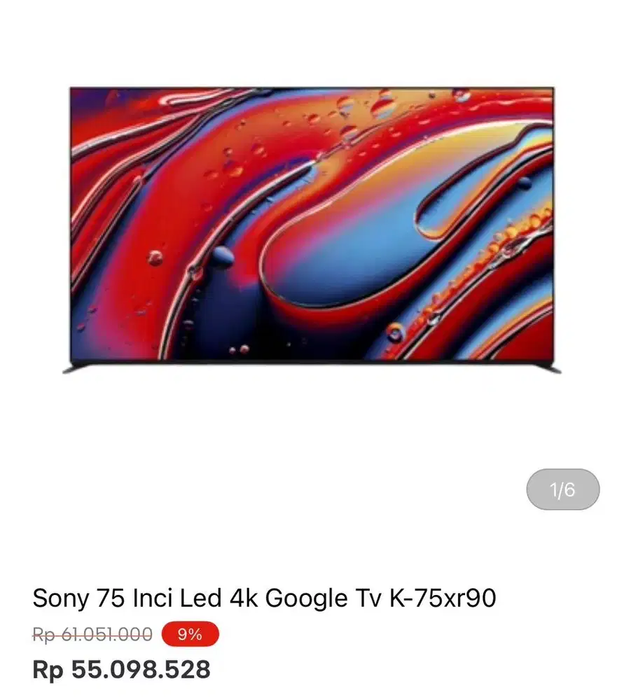 SONY GOOGLE TV  mini led 4K 75 inci