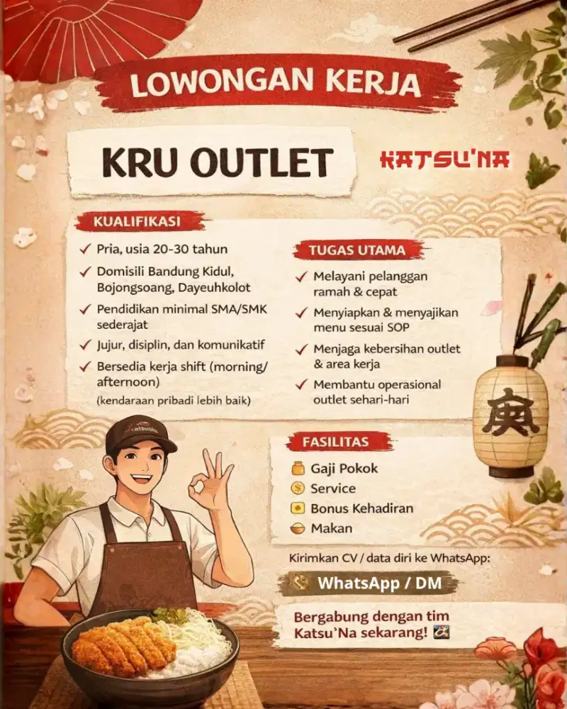 Lowongan Kru Outlet dan Pengantar Barang
