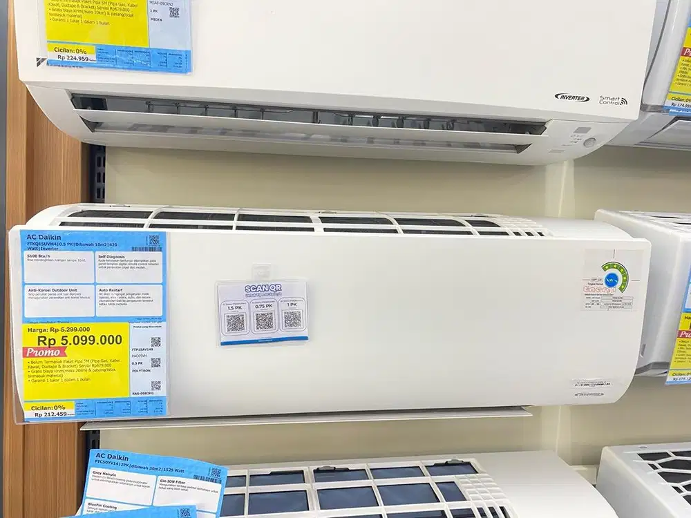 PROMO HOMECREDIT AC Daikin Inverter 0.5 PK (FTKQ15UVM4)