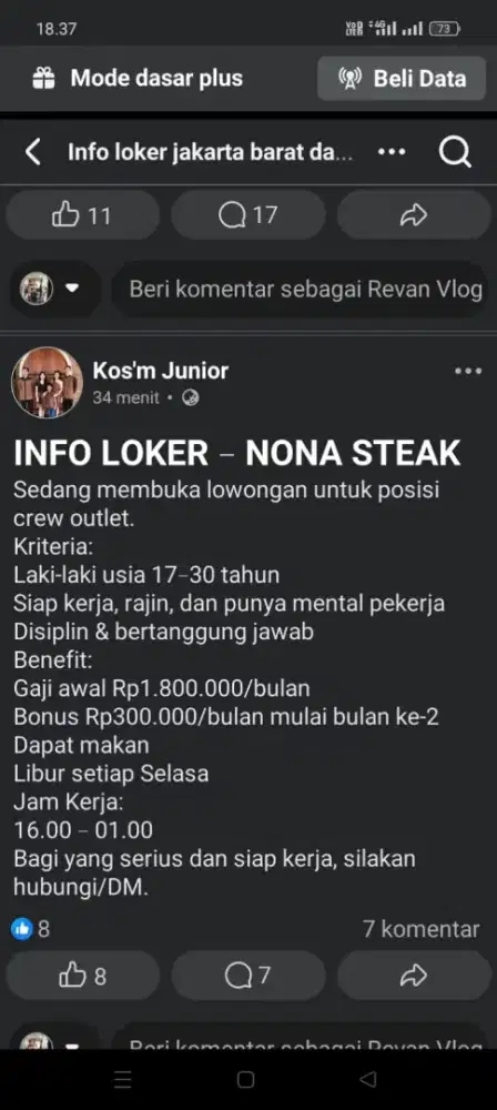 lowongan nona steak
