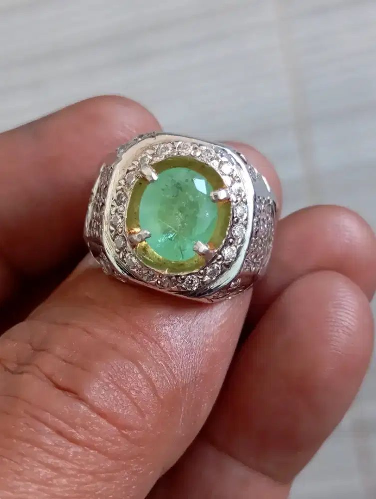 Zamrud Emerald beryl ring perak