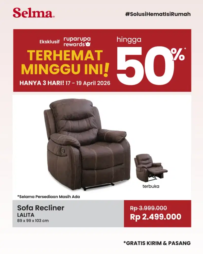 Sofa Recliner 1 Dudukan Lalita Selma