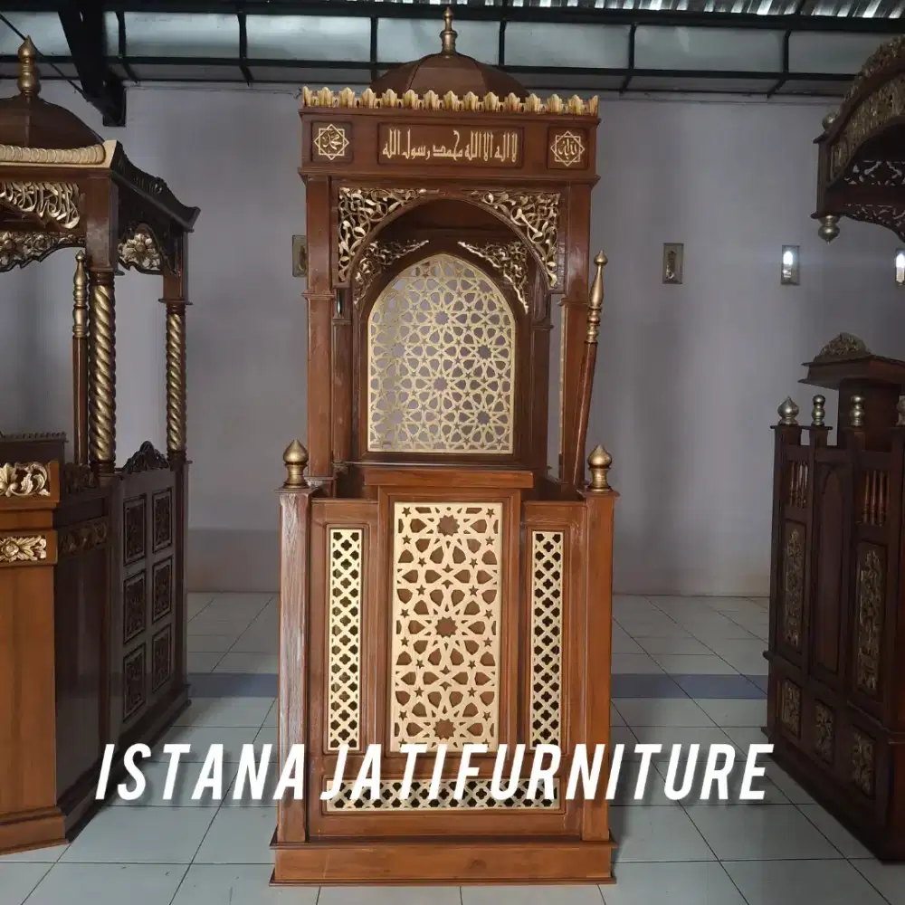 Mimbar masjid minimalis jati