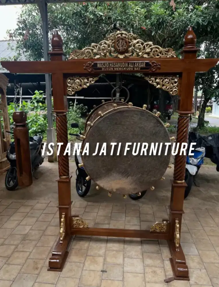 Bedug masjid kayu jati kulit kerbau