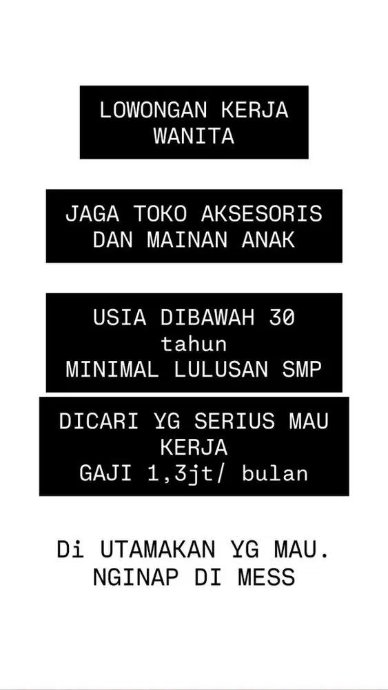 LOWONGAN KERJA JAGA TOKO AKSESORIS ANAK PEREMPUAN