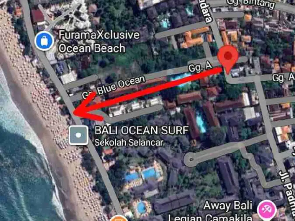dijual tanah  2610m² IDR GLOBAL 50 milyar nego dekat pantai Legian Badung Bali