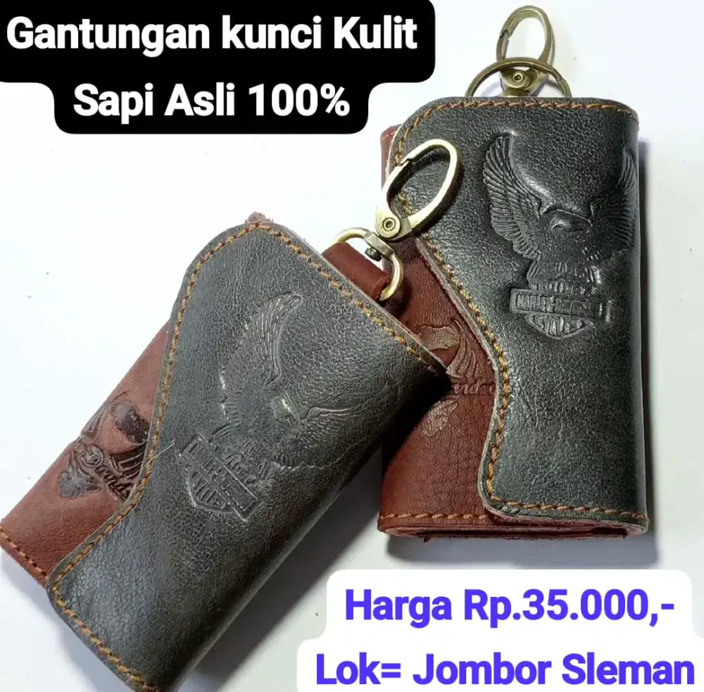 Gantungan Kunci Kulit Sapi Asli