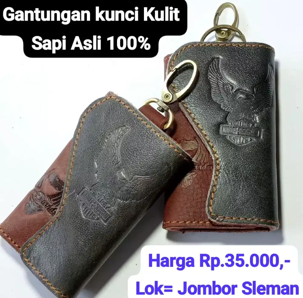 Gantungan Kunci Kulit Sapi Asli