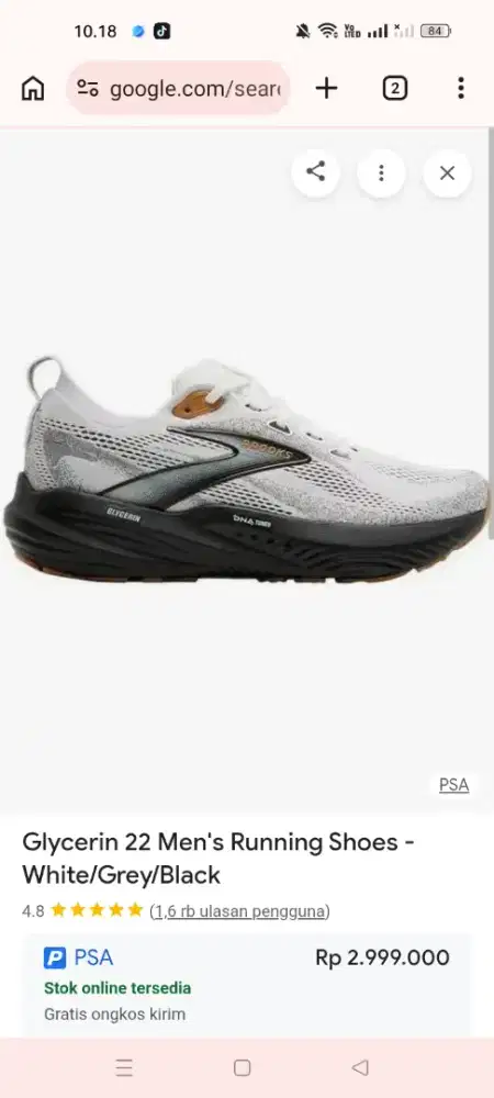 Brooks buat joging LG Bu ambil ke rumah