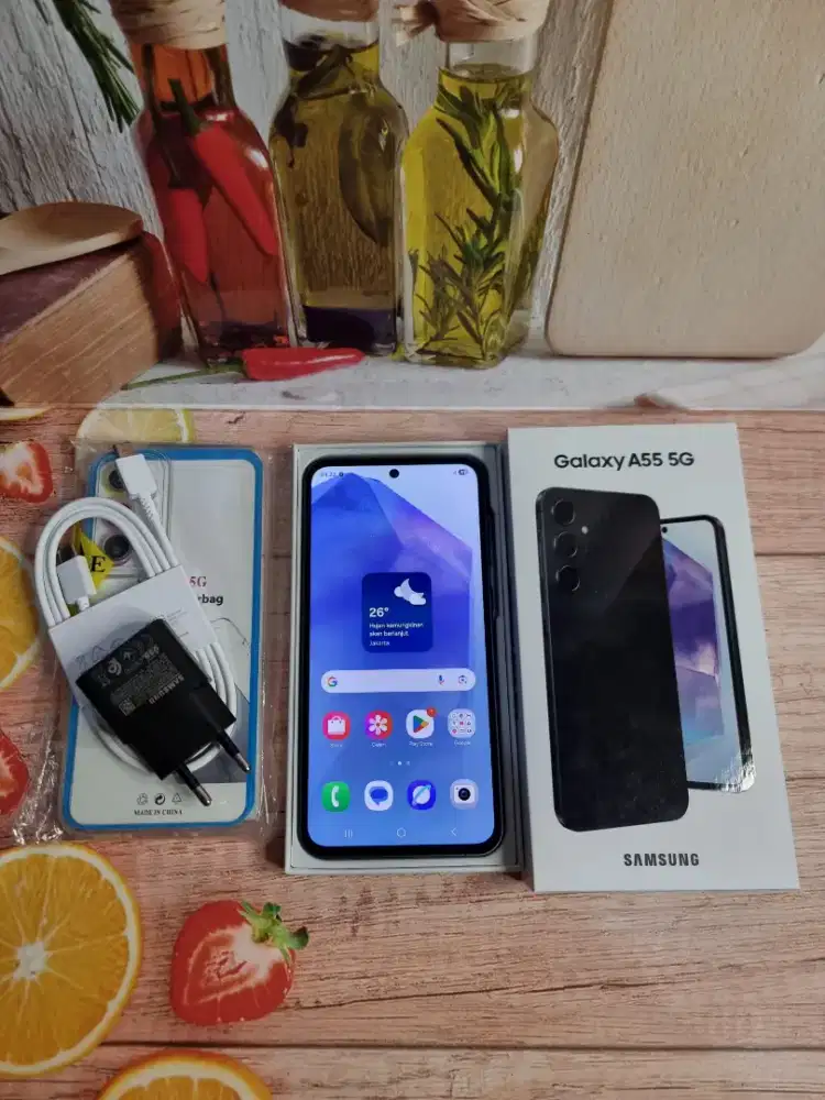 Jual hp istimewa samsung A55 5g 8/256 likenew grns resmi free ADAPTOR