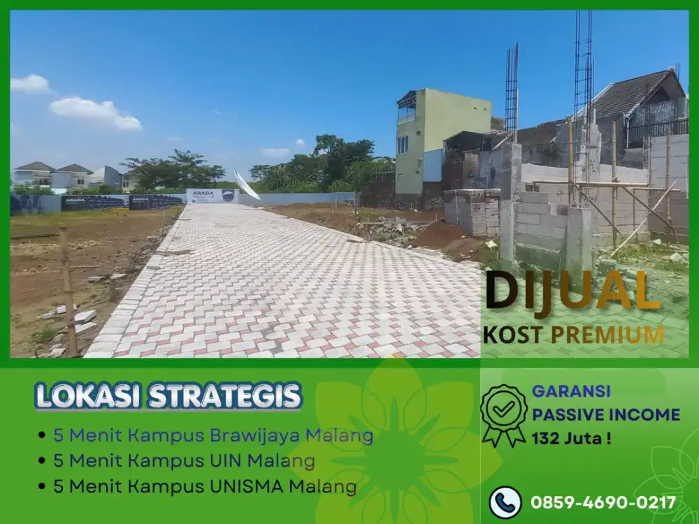 Kost Dijual 5 Menit Kampus UNISMA Malang Full Perabot SHM Split