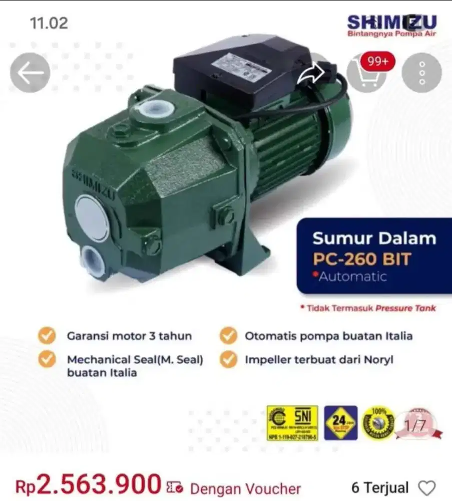 Mesin air Shimizu + Tabung