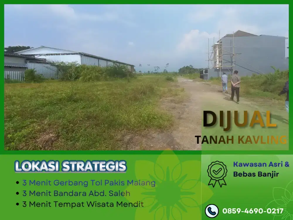 Jual Kavling Cocok Bangun Rumah 3 Menit Bandara Abd Saleh Malang Sertifikat