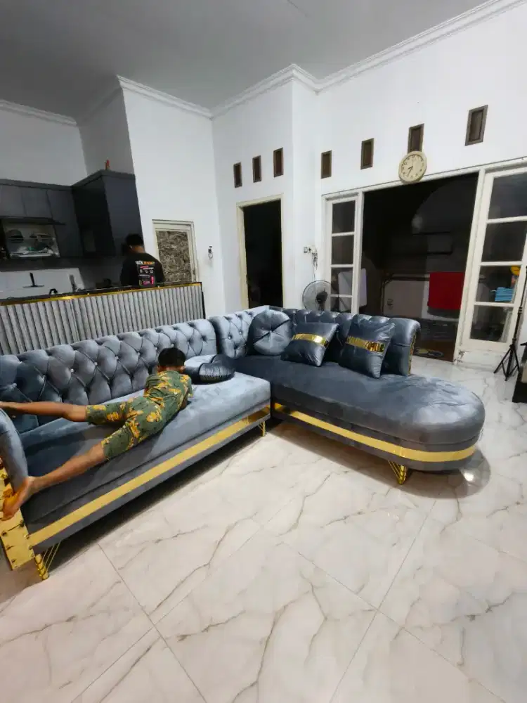 SOFA L BARU warna ABU ABU