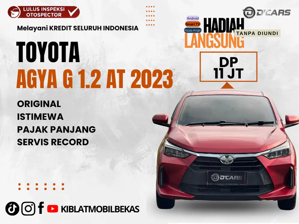 TOYOTA NEW AGYA G 1.2 AUTOMATIC 2023 RECORD ORIGINAL DP MINIM