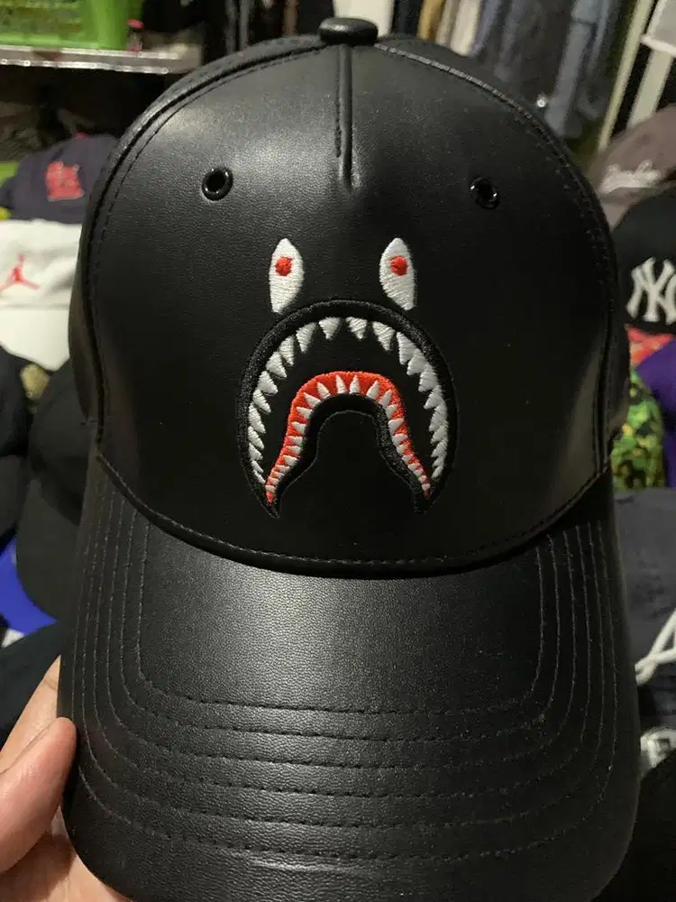 Topi bape hiu wgm shark kulit leather