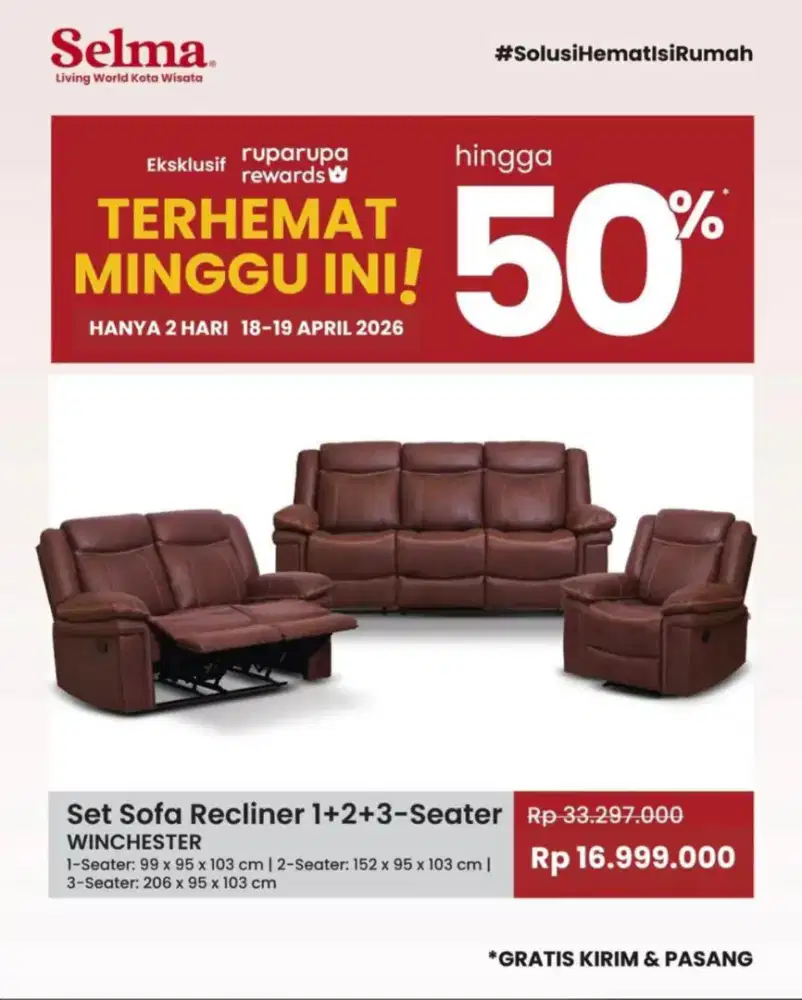 SOFA SET RECLINER PREMIUM BY SELMA INFORMA