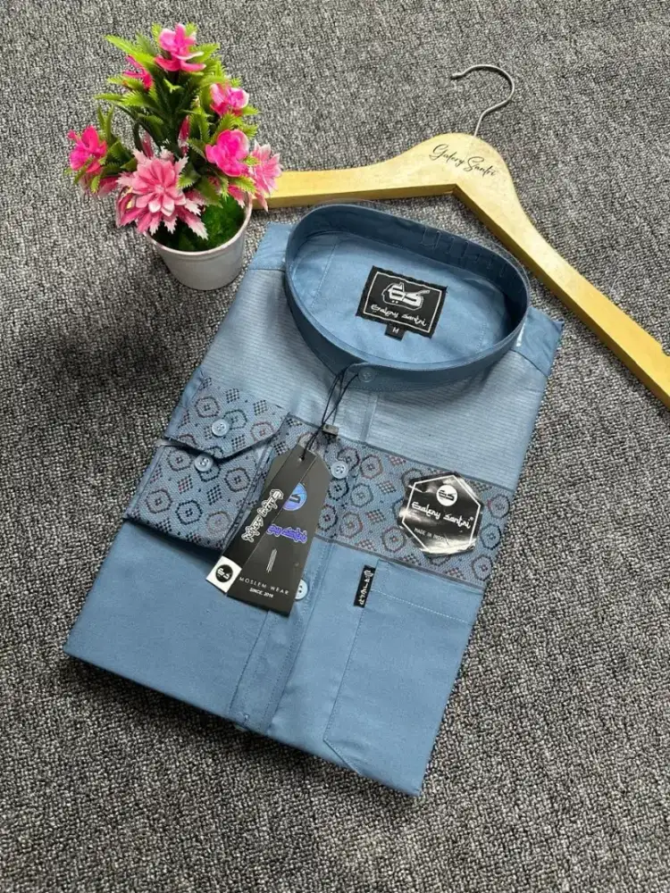 KEMEJA KOKO SHANGHAI SALUR - KATUN MADINA BISA CUSTOMT