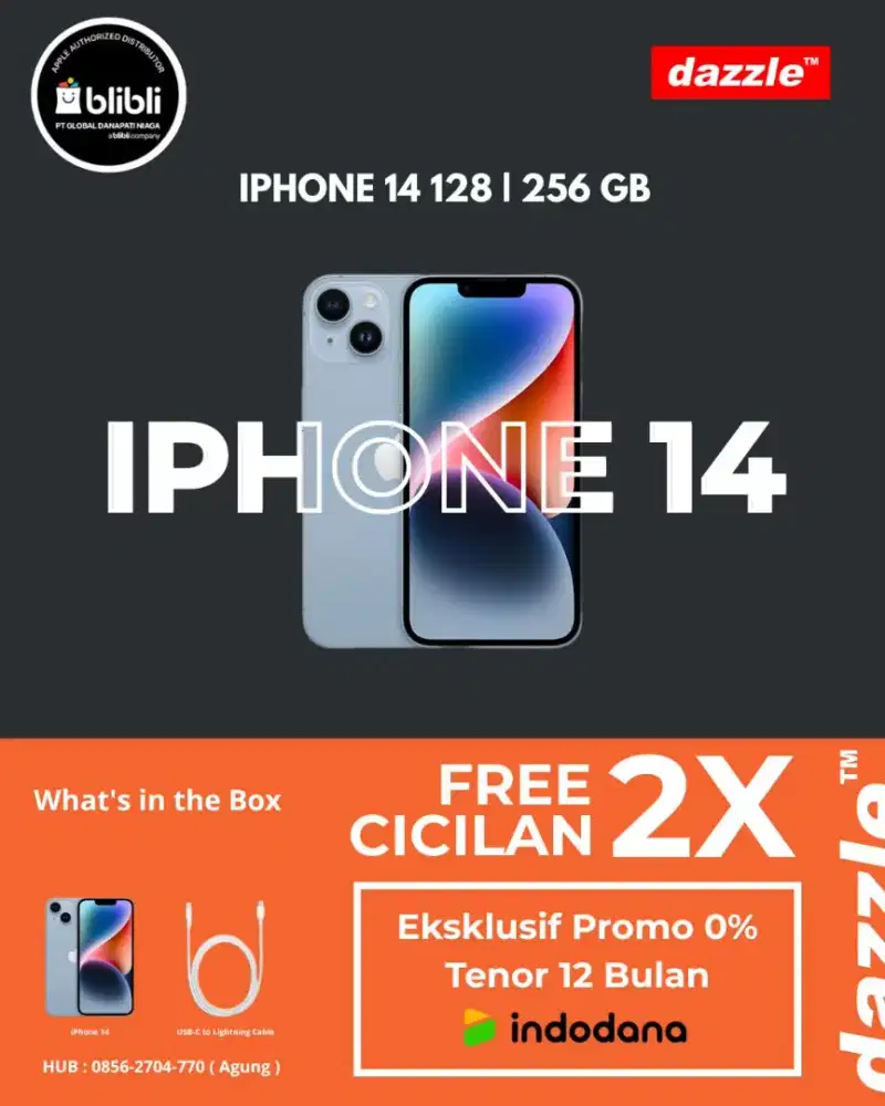 IPHONE 14 | CICILAN 12 BULAN 0% | ADMIN 0% | TENOR S/D 24 BULAN