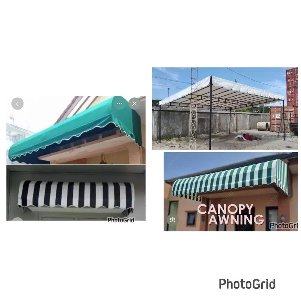 Tenda teratak, tenda kafe, tenda kanopi kain, tenda awning dll