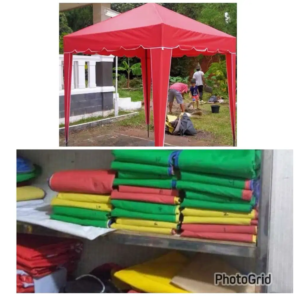 Tenda teratak, tenda kanopi kain, tenda pesta, tenda awning,
