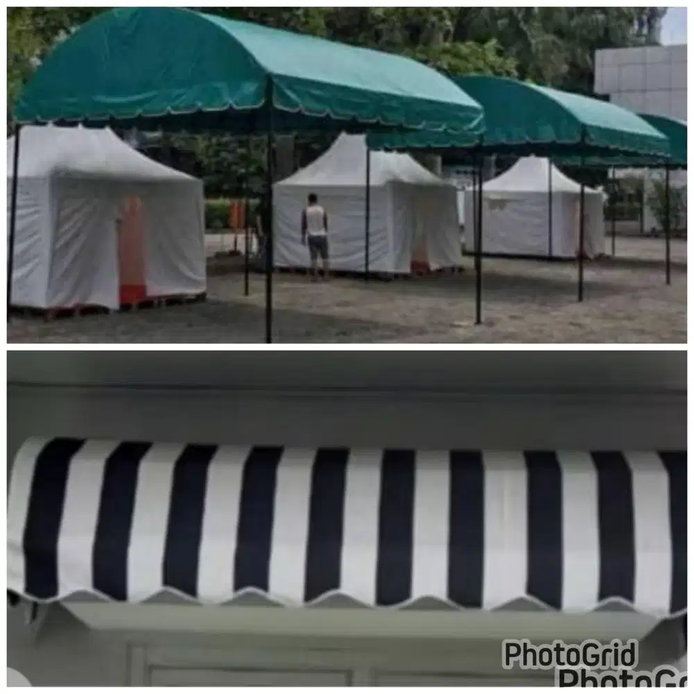 Tenda awning, tenda kanopi kain, tenda pesta, tenda teratak