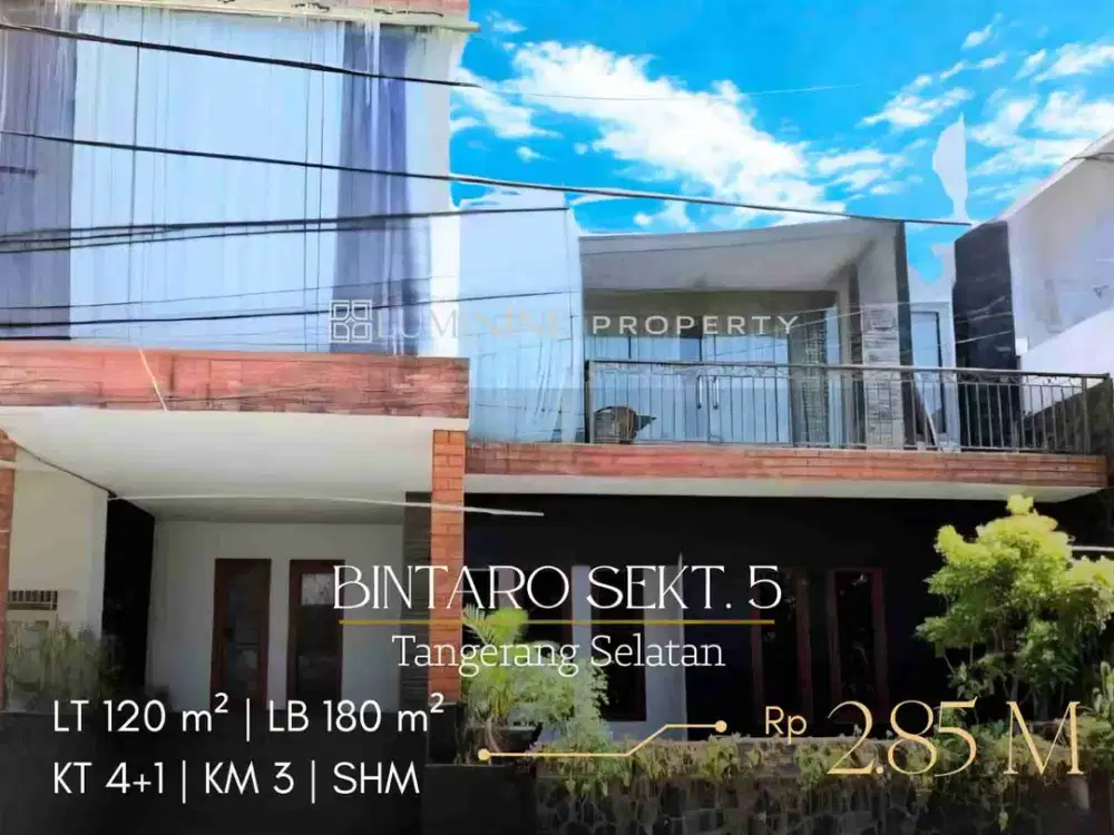 DIJUAL/DISEWAKAN RUMAH LOKASI SANGAT STRATEGIS DI BINTARO SEKTOR 5,  TANGSEL