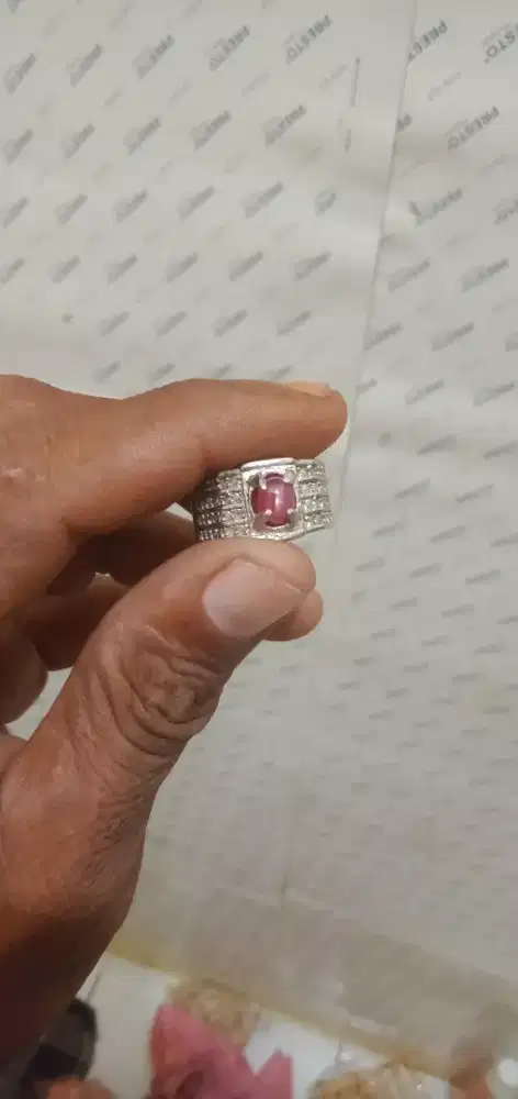 Batu Ruby Uda star 5 asli batu mulia size 8