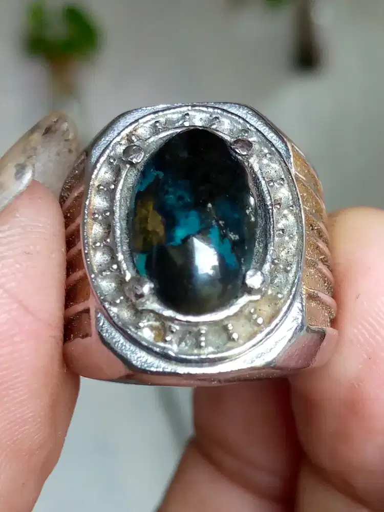 Batu bacan Doko kembang pecah biru  uk15x11x5 ring uk 8
