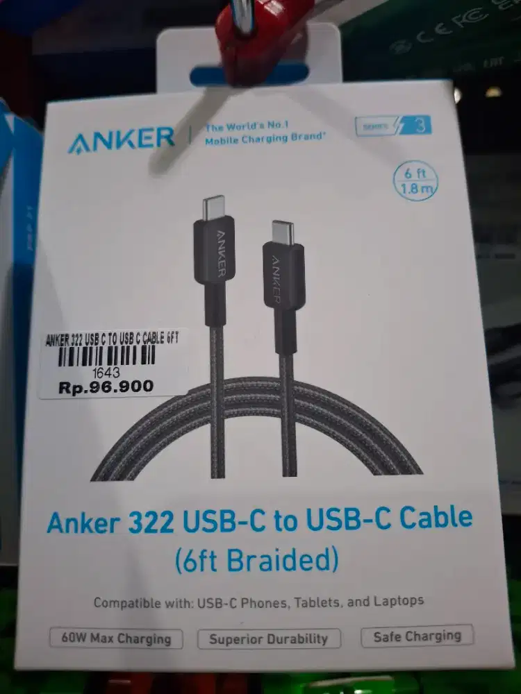 ATLANTIS DAHSYAT ANKER 322 USB C TO C CABLE 6 FT