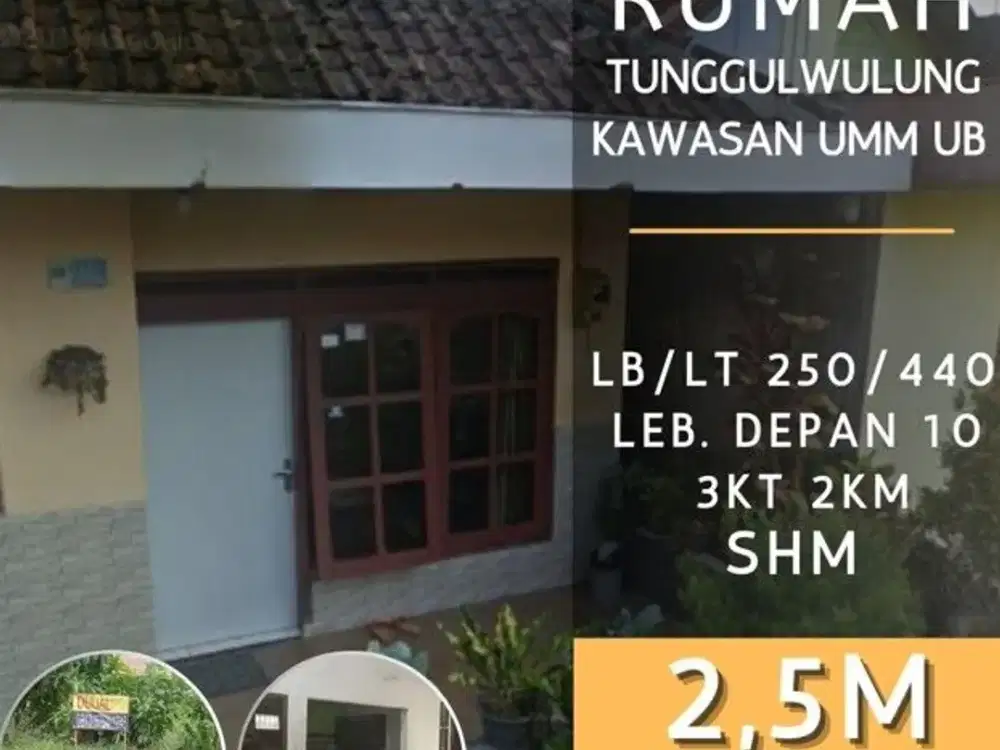 Rumah di jual tunggulwulung tulusrejo Lt440 leb10 poros kampung