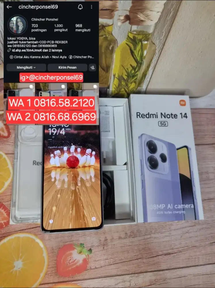 Jual hp likenew REDMI NOTE 14 5G 8/256 istimewa baru pakai aja BH 100%