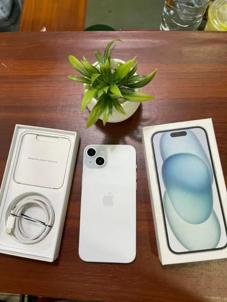 Iphone 15plus 128 blue ex Inter beacukai bh91% fullset