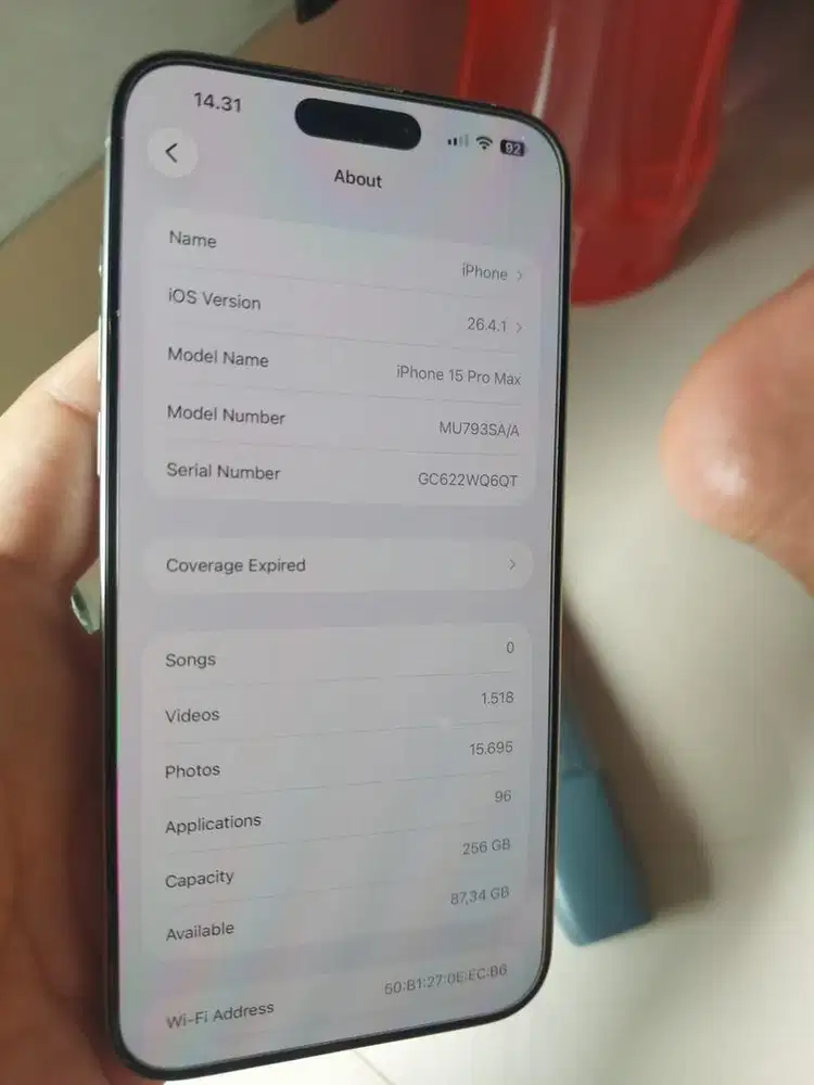 Iphone 15 Pro max 256GB eks resmi