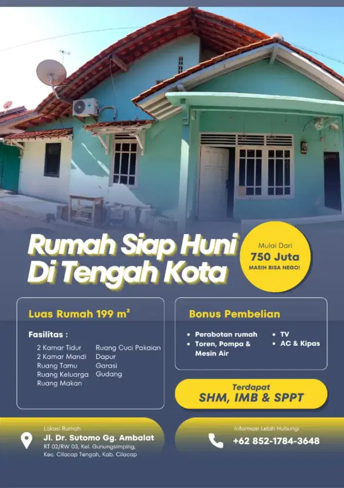Dijual cepat rumah area cilacap kota