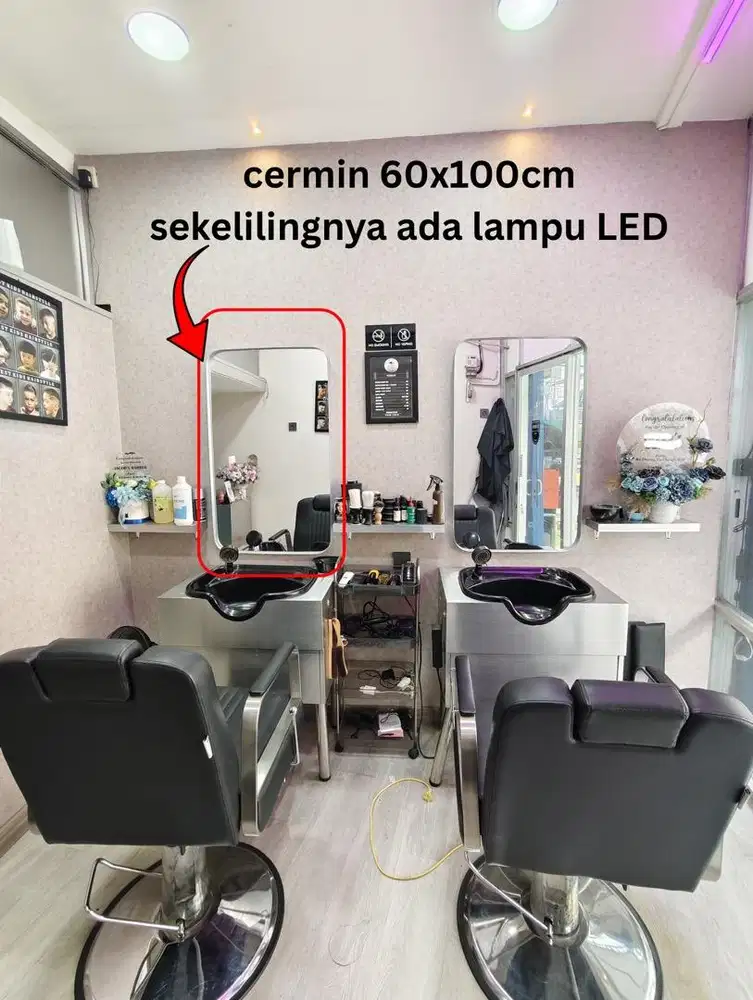 Cermin 60x100cm ada LED strip, jual rugi