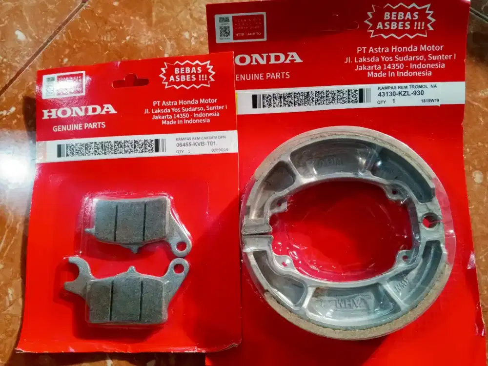 Kampas Rem OEM depan dan Belakang Matic Honda Paketan