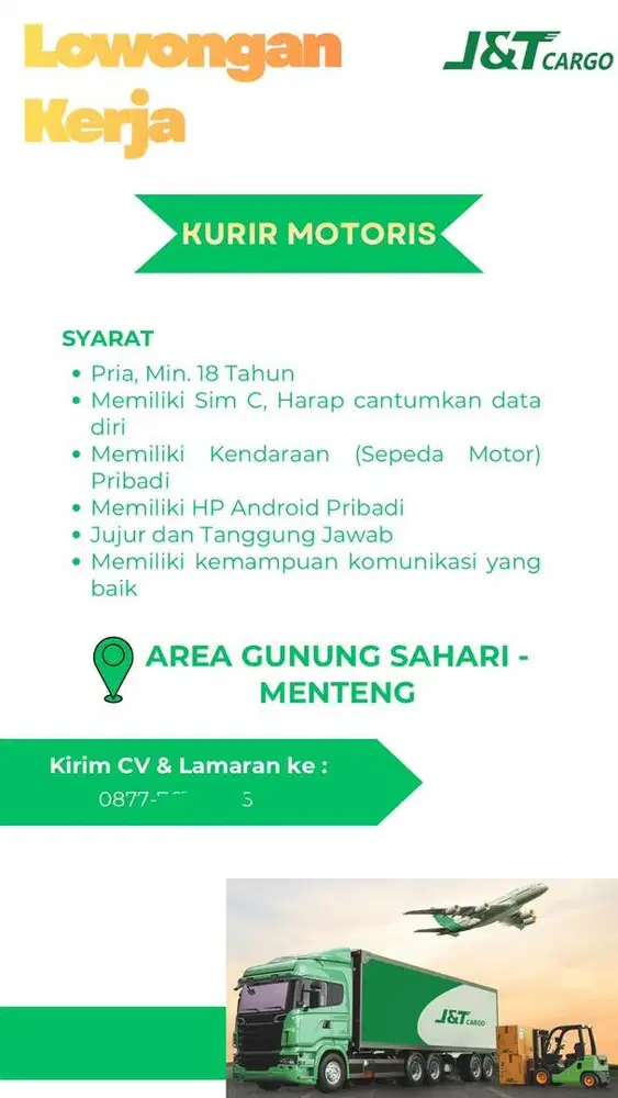 DIBUTUHKAN KURIR MOTOR EKSPEDISI