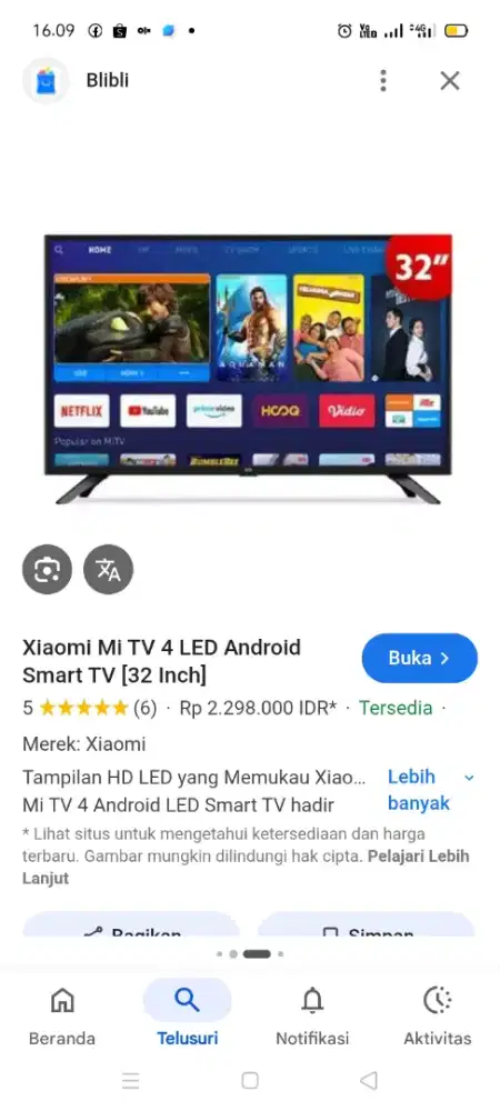 Tv LED xiomi 32 inchi Android digital