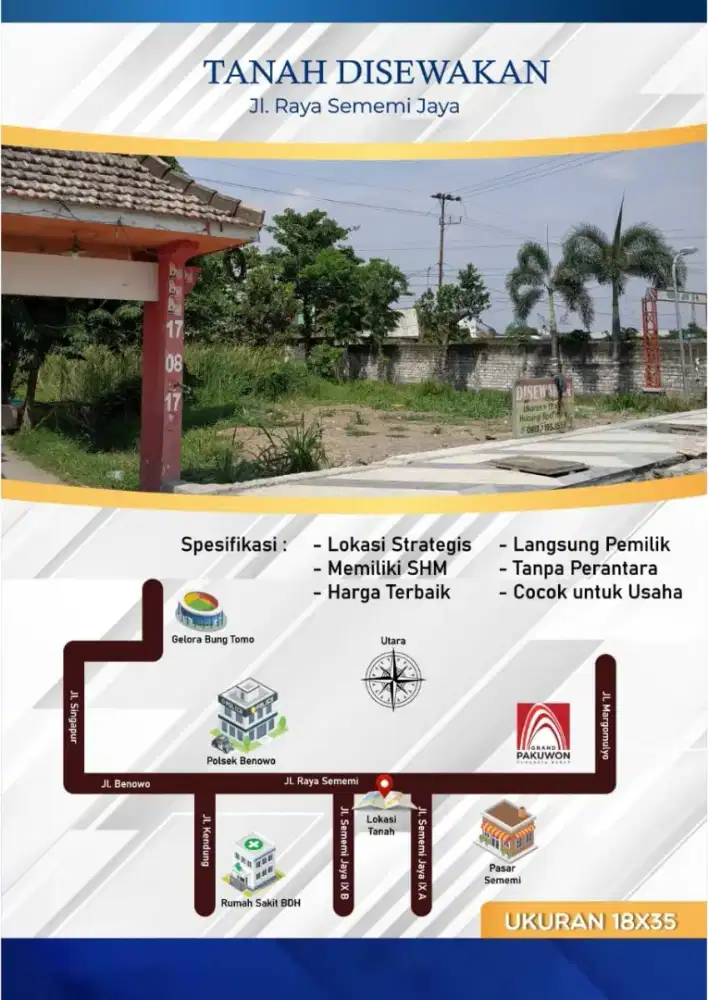 Disewakan tanah raya sememi jaya lokasi strategis dekat pasar sememi