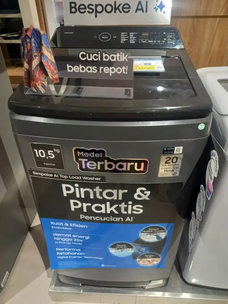 SAMSUNG WM TOP LOADING 10.5 KG GRAY